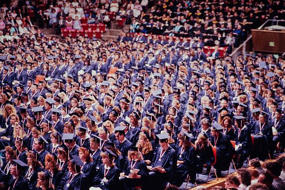 Graduates in the Hart auditorium