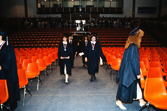 Graduates in the Hart auditorium