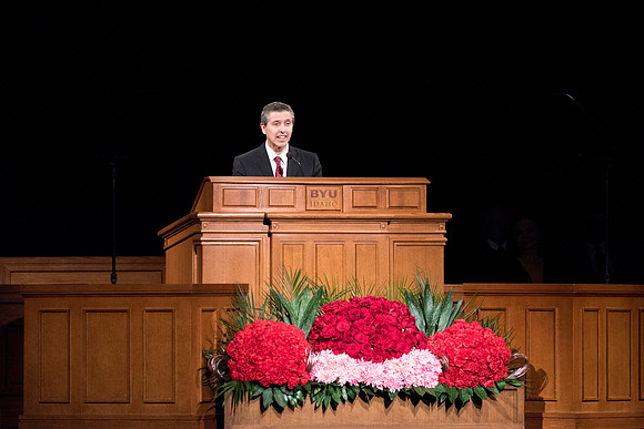 Elder Joaquin E. Costa and Sister Renee Costa speaks at the devotional.