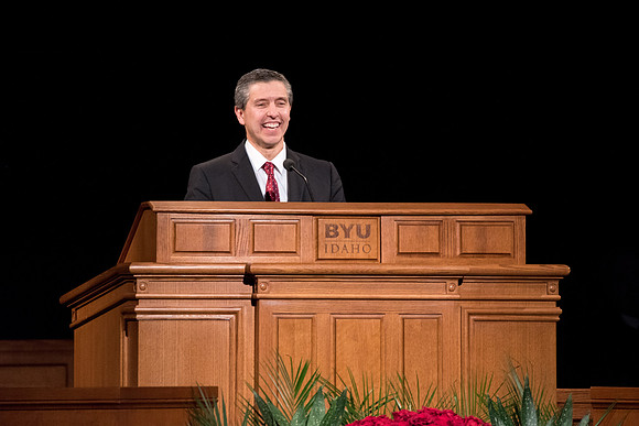 Elder Joaquin E. Costa and Sister Renee Costa speaks at the devotional.