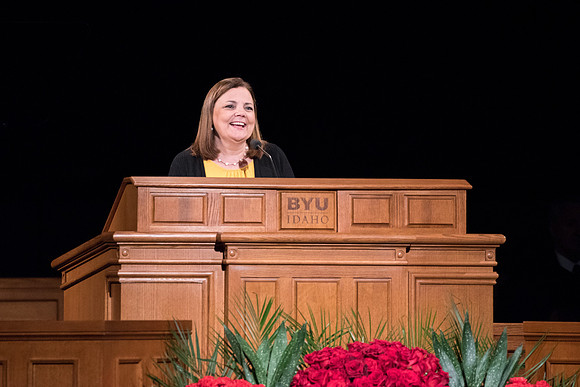 Elder Joaquin E. Costa and Sister Renee Costa speaks at the devotional.