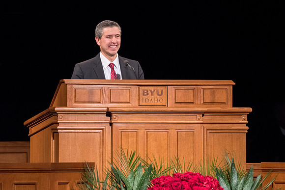 Elder Joaquin E. Costa and Sister Renee Costa speaks at the devotional.