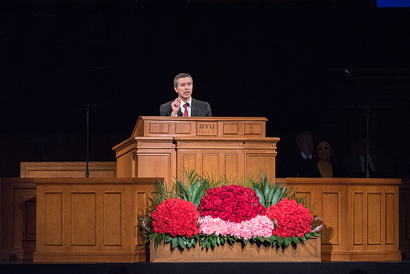 Elder Joaquin E. Costa and Sister Renee Costa speaks at the devotional.