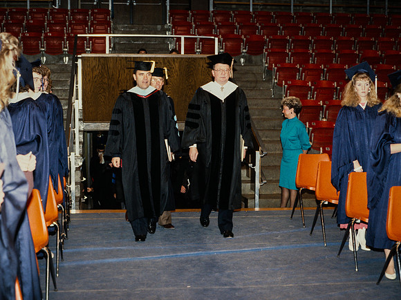 President Bennion entering the Hart auditorium