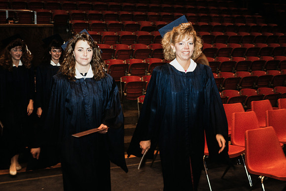 Graduates entering the Hart auditorium