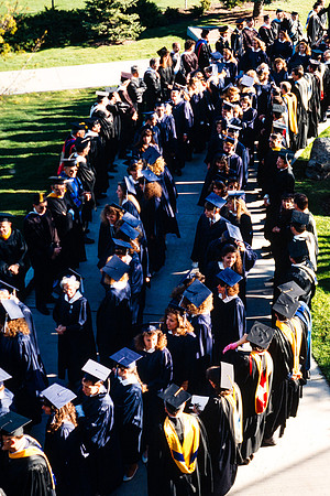 Rick's College graduates marching to the Hart during the processional
