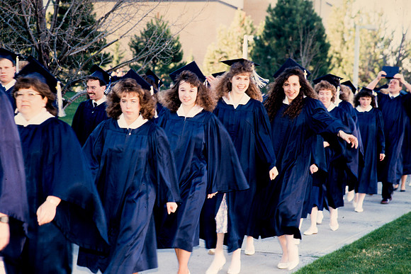 Rick's College graduates marching to the Hart during the processional