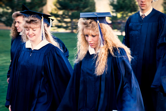 Rick's College graduates marching to the Hart during the processional