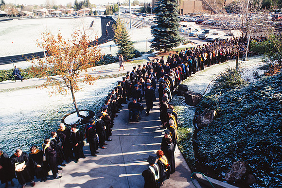 Rick's College graduates marching to the Hart during the processional