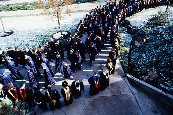 Rick's College graduates marching to the Hart during the processional