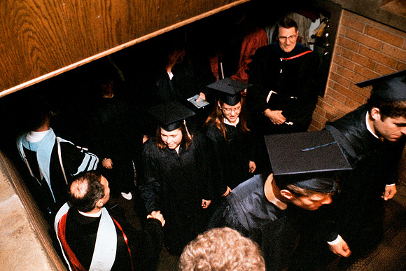 Rick's College graduates entering Hart auditorium