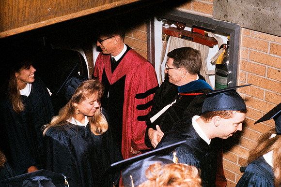 Rick's College graduates entering Hart auditorium