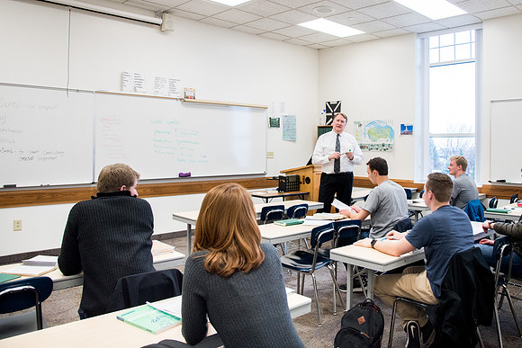 Brother Brian Felt teaches Advanced Russian class.