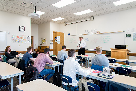 Brother Brian Felt teaches Advanced Russian class.