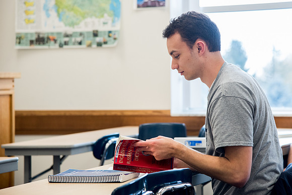 Brother Brian Felt teaches Advanced Russian class.