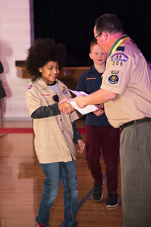 Cub Scouts from Pack 306, along with their families, came for a night of awards at the church.