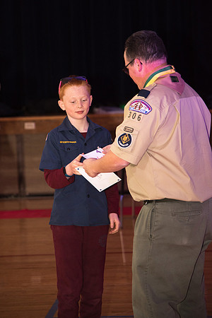 Cub Scouts from Pack 306, along with their families, came for a night of awards at the church.