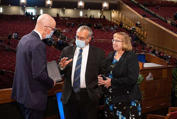 Mathematics professor, Daris Howard speaks at devotional in the BYU-Idaho Center.