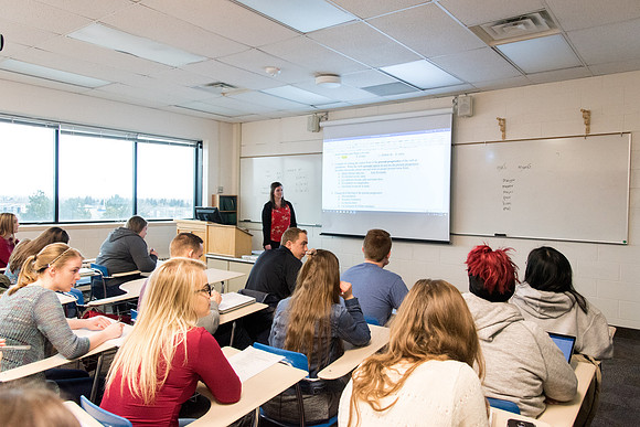 Sister Kristin Wright teaches Beginning Spanish class.