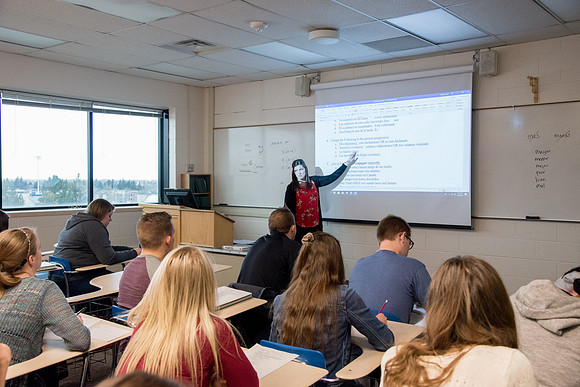 Sister Kristin Wright teaches Beginning Spanish class.