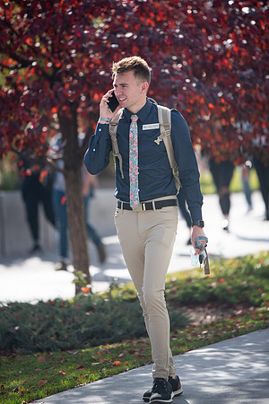 BYUI students go to devotional during spirit week.