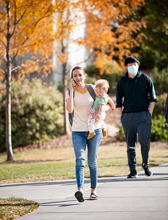 BYUI students go to devotional during spirit week.