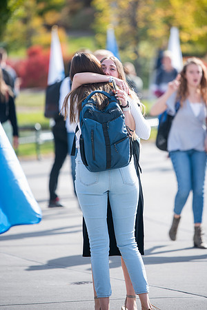 BYUI students go to devotional during spirit week.