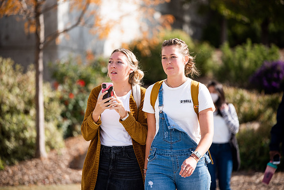 BYUI students go to devotional during spirit week.