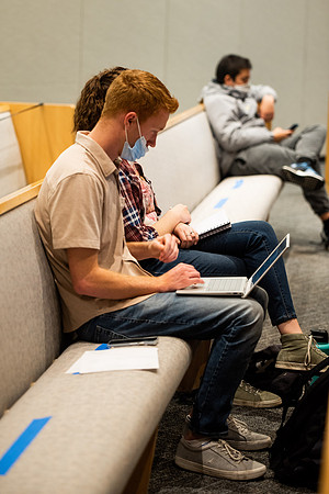 BYUI students watch sister Susan Orme's devotional in the Taylor chapel during spirit week.