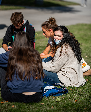 BYUI students and faculty gather by the I-Center after devotional and eat Reed's dairy ice cream to celebrate spirit week.