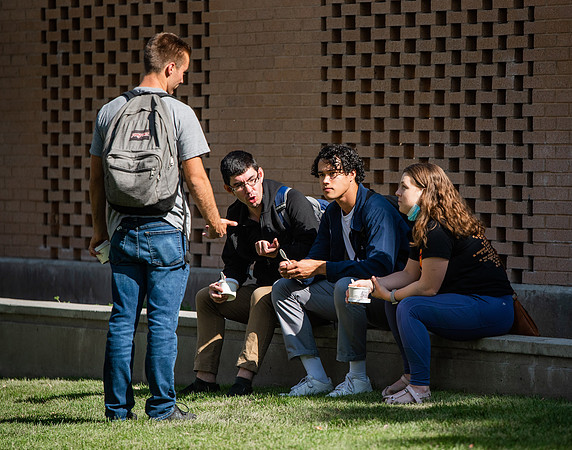 BYUI students and faculty gather by the I-Center after devotional and eat Reed's dairy ice cream to celebrate spirit week.