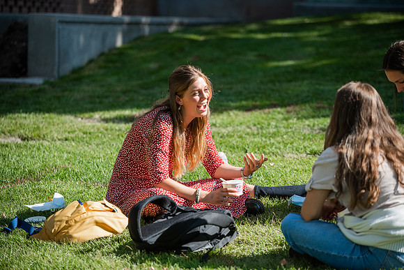 BYUI students and faculty gather by the I-Center after devotional and eat Reed's dairy ice cream to celebrate spirit week.