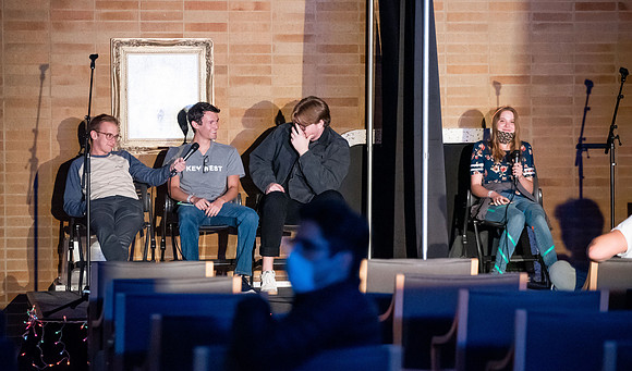 BYUI students play games and participate in activities at Glow Night for Spirit week on friday.