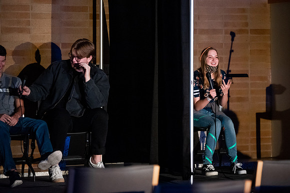 BYUI students play games and participate in activities at Glow Night for Spirit week on friday.