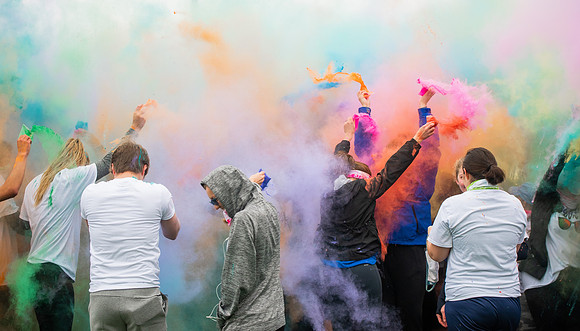 BYUI students and Rexburg community members participate in the color fun run during the fall 2021 seemster.