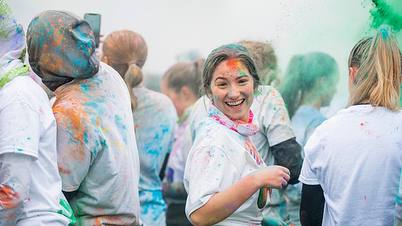 BYUI students and Rexburg community members participate in the color fun run during the fall 2021 seemster.