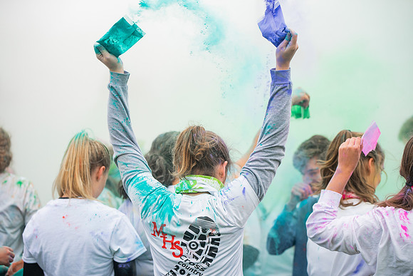 BYUI students and Rexburg community members participate in the color fun run during the fall 2021 seemster.