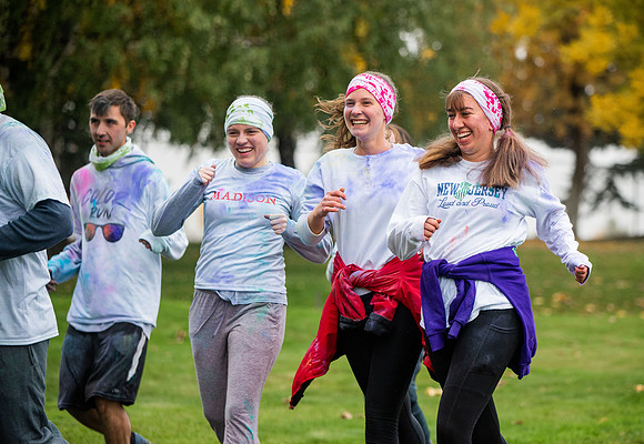 BYUI students and Rexburg community members participate in the color fun run during the fall 2021 seemster.