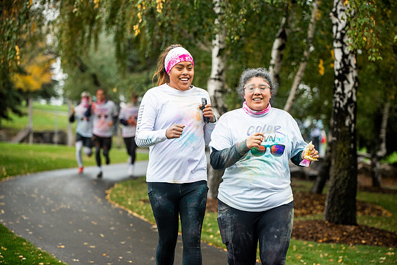 BYUI students and Rexburg community members participate in the color fun run during the fall 2021 seemster.