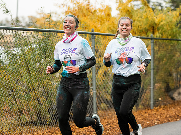 BYUI students and Rexburg community members participate in the color fun run during the fall 2021 seemster.