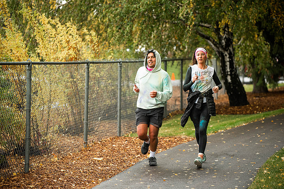 BYUI students and Rexburg community members participate in the color fun run during the fall 2021 seemster.