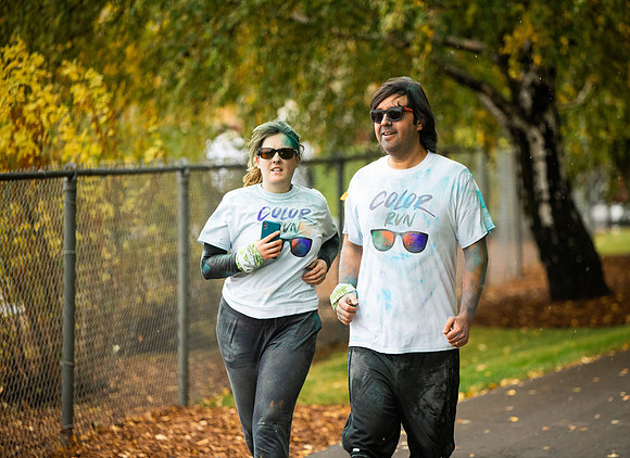 BYUI students and Rexburg community members participate in the color fun run during the fall 2021 seemster.