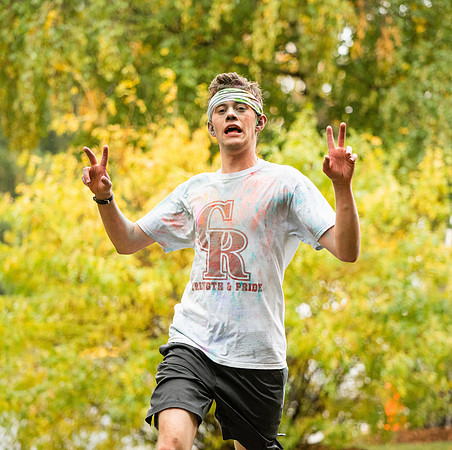 BYUI students and Rexburg community members participate in the color fun run during the fall 2021 seemster.