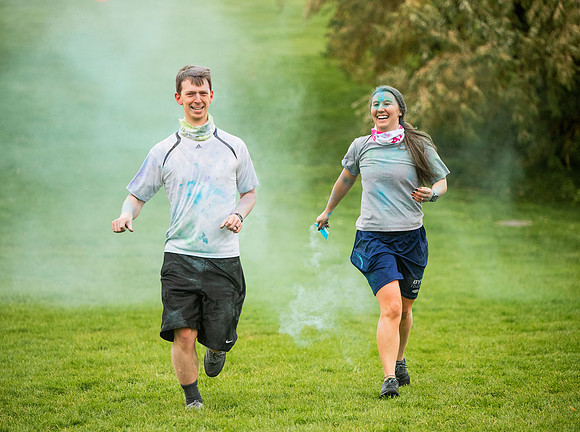 BYUI students and Rexburg community members participate in the color fun run during the fall 2021 seemster.