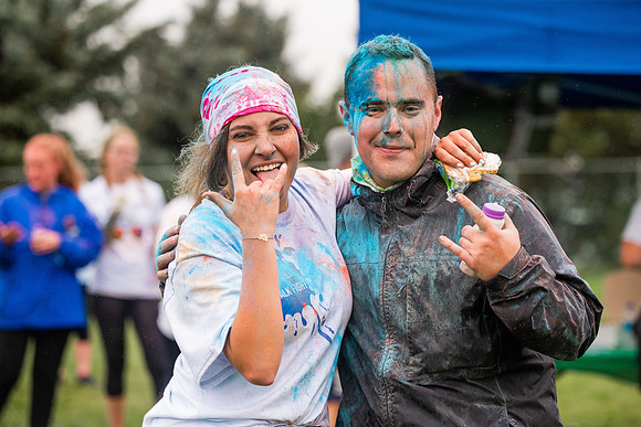 BYUI students and Rexburg community members participate in the color fun run during the fall 2021 seemster.