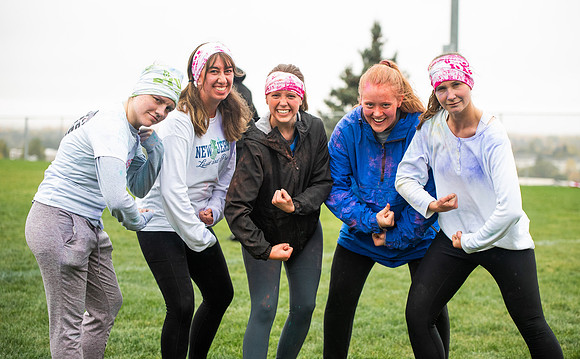 BYUI students and Rexburg community members participate in the color fun run during the fall 2021 seemster.