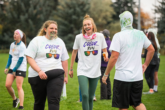 BYUI students and Rexburg community members participate in the color fun run during the fall 2021 seemster.