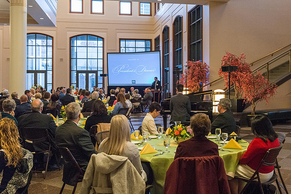 President Henry J Eyring hosts a reception and dinner in the Conference Center in Salt Lake City, Utah. March 2019