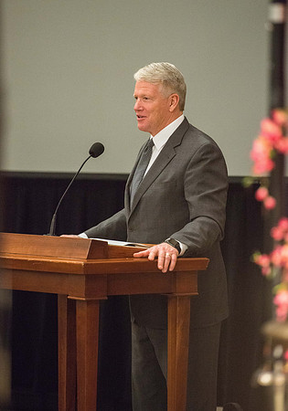 President Henry J Eyring hosts a reception and dinner in the Conference Center in Salt Lake City, Utah. March 2019