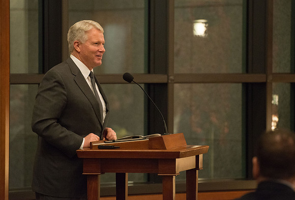 President Henry J Eyring hosts a reception and dinner in the Conference Center in Salt Lake City, Utah. March 2019